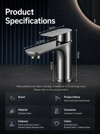304 Stainless Steel Bathroom Sink Faucet Cold Mixer