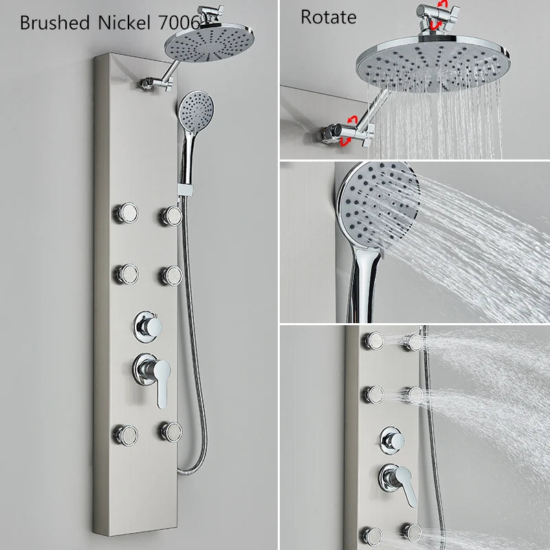 Bathroom Wall Mount Shower Panel Rainfall Shower Head/Massage
