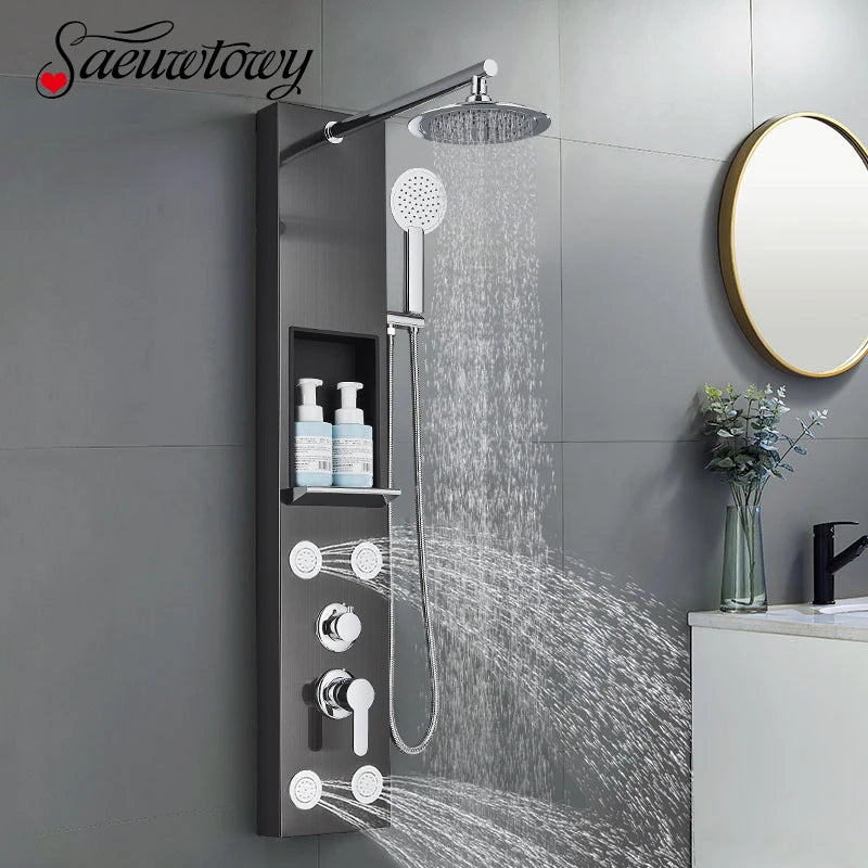 Bathroom Wall Mount Shower Panel Rainfall Shower Head/Massage
