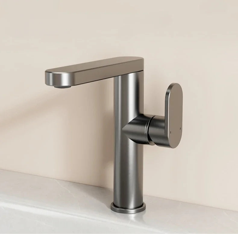 360 Rotation Bathroom Basin Faucet Grey Aluminum Washbasin