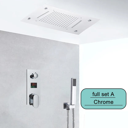 Black Embedded Ceiling Shower Head Intelligent Remote Control