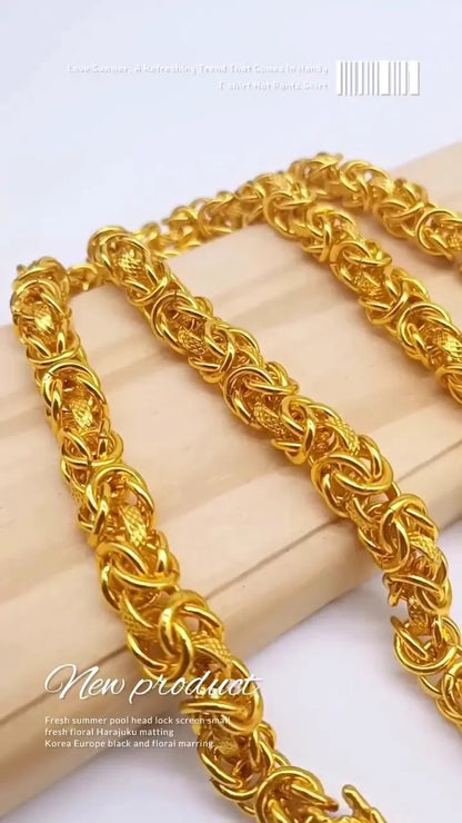 Unisex 24k Au999 Real Gold Boss Chain Hollow