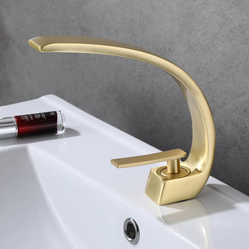 Basin Faucet Modern Bathroom Mixer Tap Black Gold