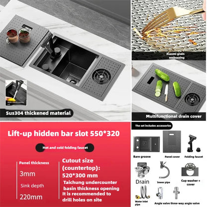 Cup Washer Hidden Bar Sinks Lid Multifunctionalstainless Steel
