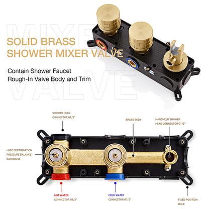 Luxury Gun Gray Brass Bathroom Shower System Concealed