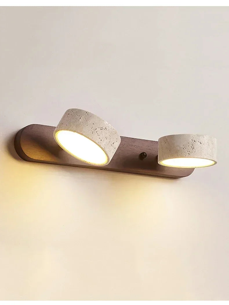 Nordic Travertine Stone Wall Lamps Rotatable Mirror Light