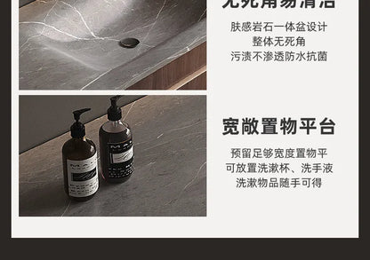 Light Luxury Bathroom Cabinets Rock Slab Integrated Washbasin