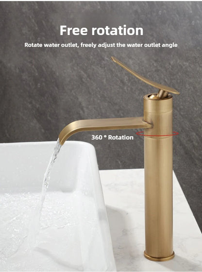 Bathroom Faucets Stainless Steel 304 Brushed Gold Basin
