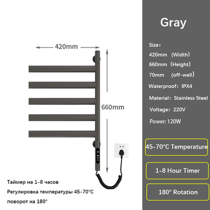 Black/White/Gray Electric Heated Towel Rail Temperature Control