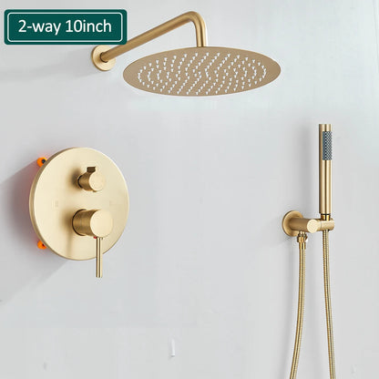 Gold Brushed Shower Faucets 2/3 Way Concealed Shower