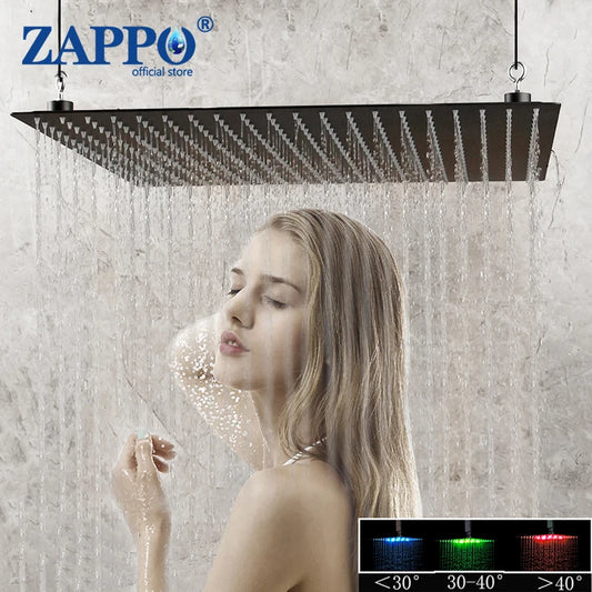 Zappo 20 Inch Matte Black Ultra-Thin Rain Shower