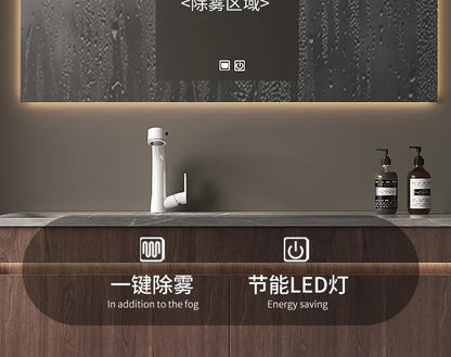 Light Luxury Bathroom Cabinets Rock Slab Integrated Washbasin