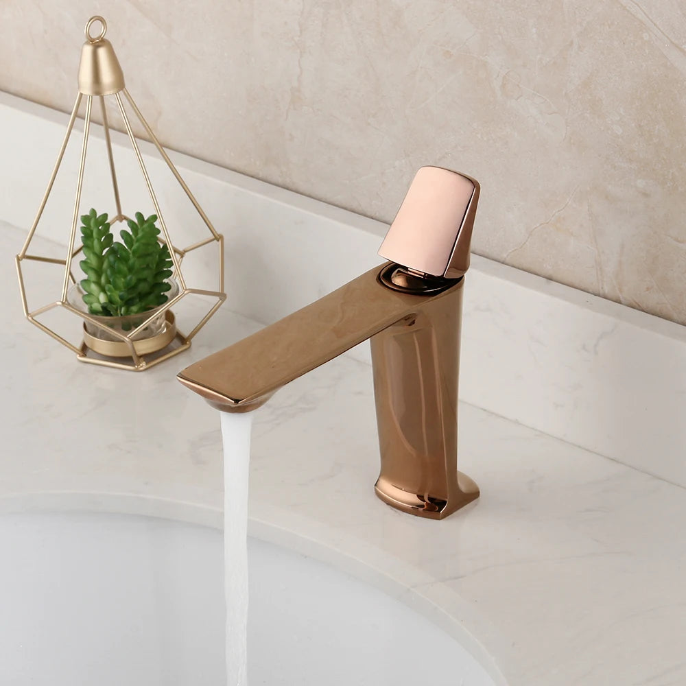 Kemaidi Rose Gold Bathroom Basin Sink Faucet Square