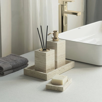 Travertine Bathroom Luxury Soap Dish Soap Dispenser Tissue