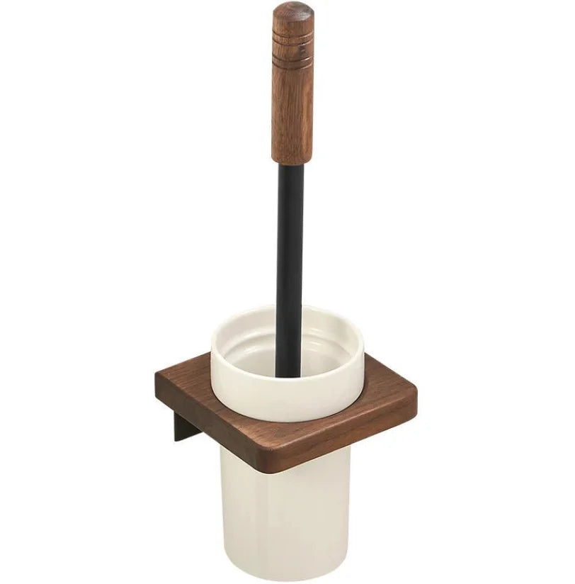 Walnut-Horse Bucket Brush Non-Dead Corner Toilet Shelf-Free