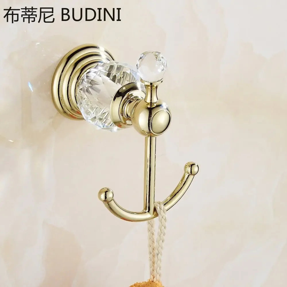 Pieces Chrome Gold Polished Bathroom Sets Brass&Crystal Towel