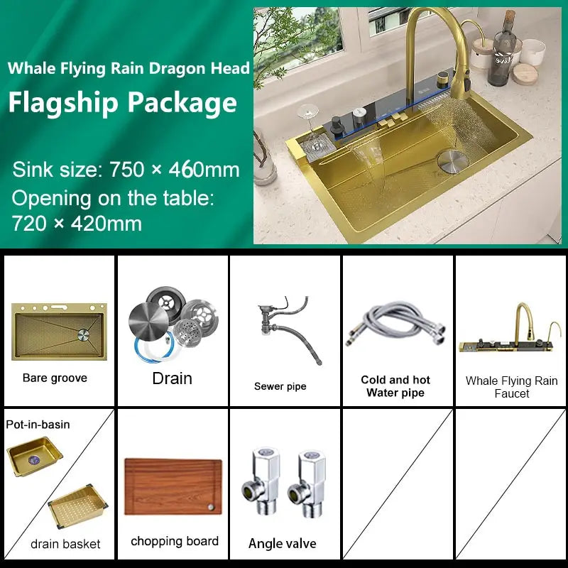 Silver Smart Sink Digital Display Waterfall Faucet Stainless