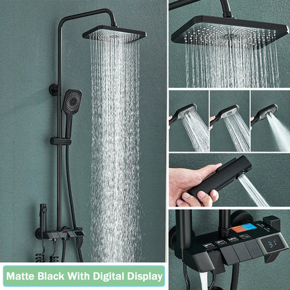 Bathroom Shower Faucet Shower Thermostat Digital Screen Water