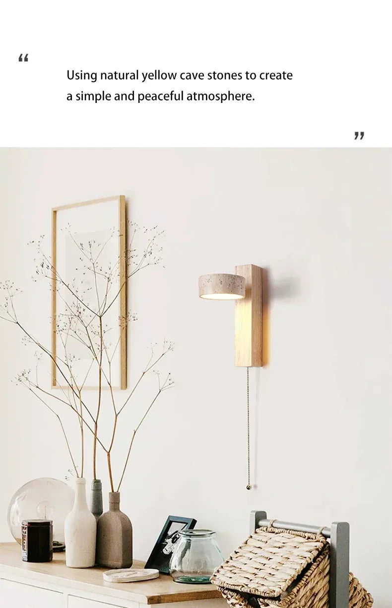 Rotatable Spanish Natural Limestone Round Led Wall Lamp