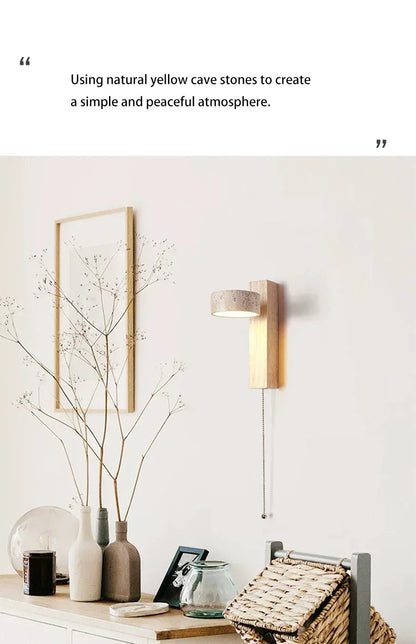 Rotatable Spanish Natural Limestone Round Led Wall Lamp