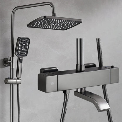 Square Thermostatic Bathroom Shower Quality Brass Cold Gold