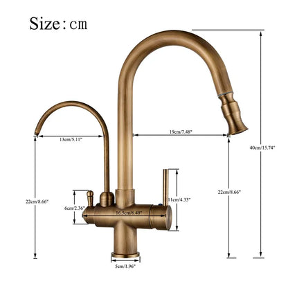 Antique Bronze Faucet Pull Out Water Purifier Sink