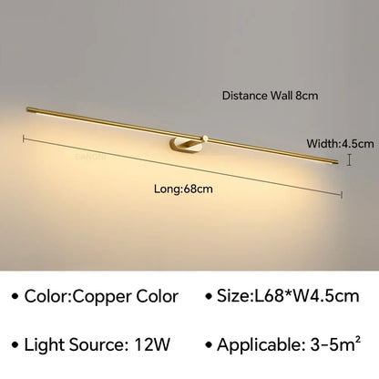 Nordic Slim Wall Sconce Lamp Bathroom Mirror Light