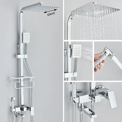 Black Chrome 3/4-Way Shower Faucet Rainfall Shower Cold