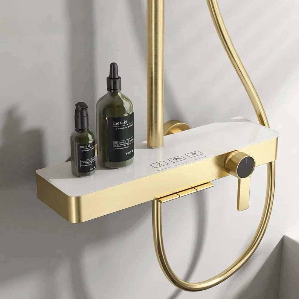 Brushed Gold Cold Bathroom Shower 12 Inch Rain