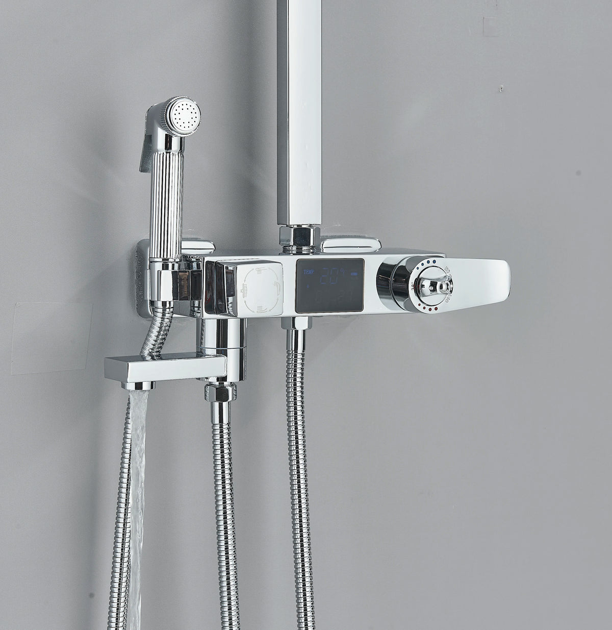 Chrome/Black Thermostat Shower Faucet Ways Bathroom Faucet