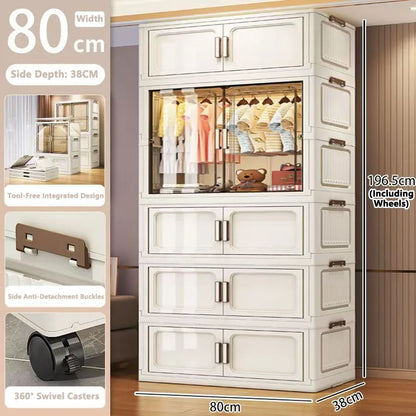 Multi-Functional Folding Storage Cabinet Doors White/Black/Gray