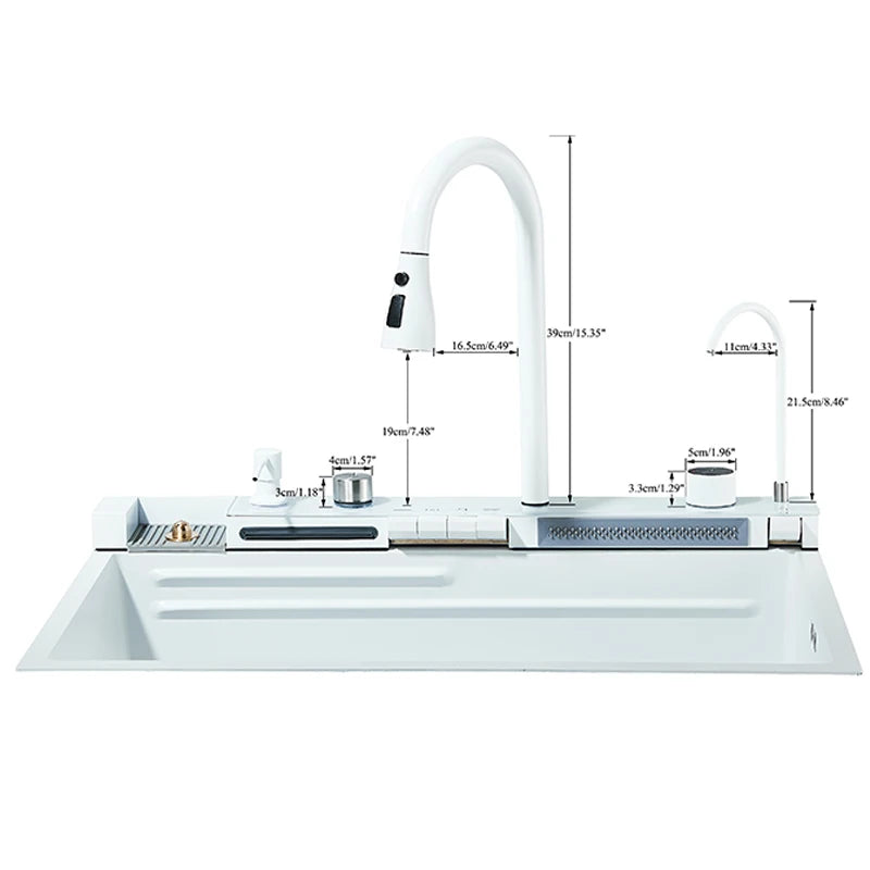 Multi Functional Digital Flying Rain Faucet White Double