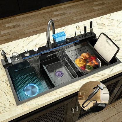 Stainless Steel Waterfall Sink Scratch Durable Resistant Large