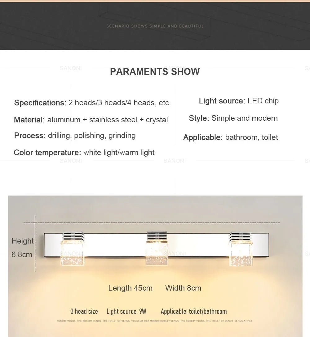 Modern Led Wall Lamp Crystal Sconce Living Dining