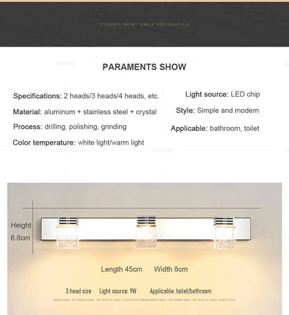 Modern Led Wall Lamp Crystal Sconce Living Dining