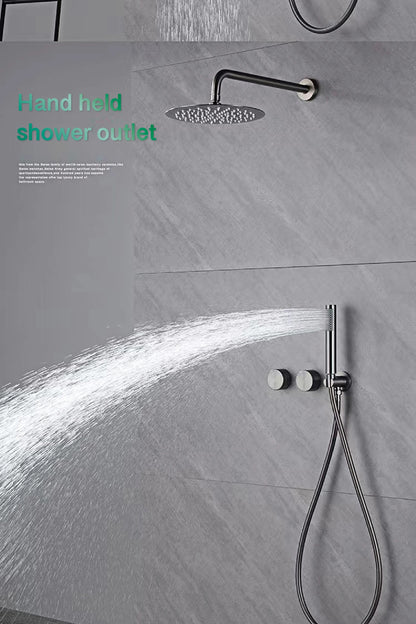 Luxury Gun Gray Brass Bathroom Shower System Concealed