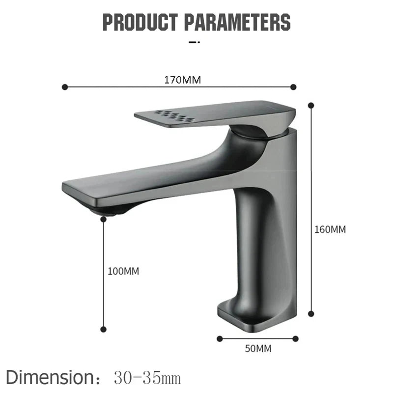 Brass Core Modern Bathroom Sink Faucet Handle Deck