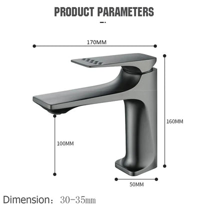 Brass Core Modern Bathroom Sink Faucet Handle Deck