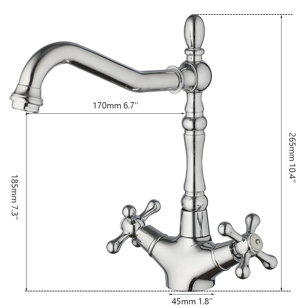 Kemaidi Gold Bathroom Sink Faucet Brass Hole Deck
