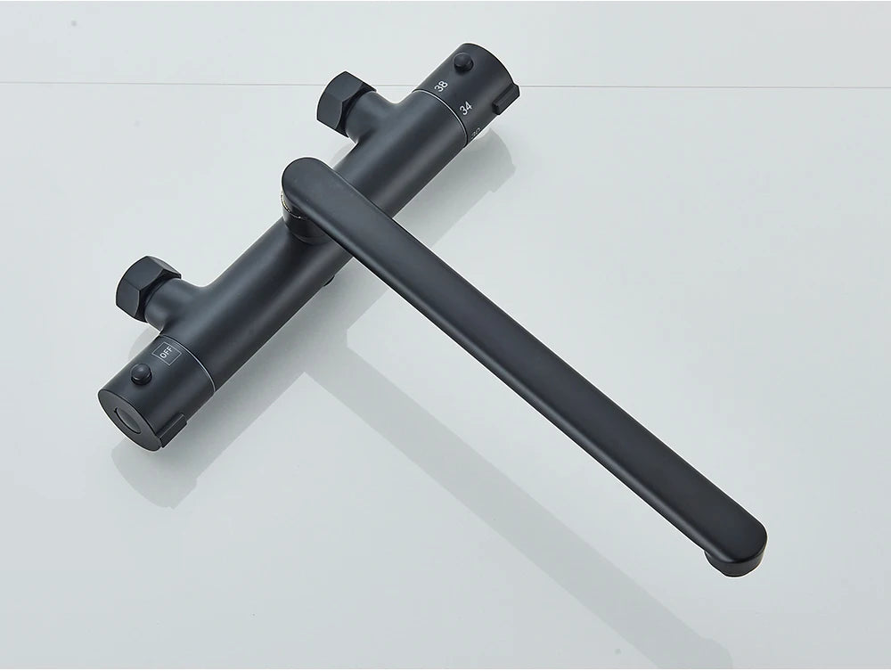 Chrome Black Bathtub Faucet Wall Mounted Thermostatic Shower