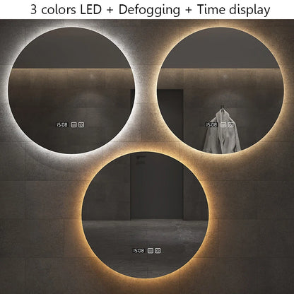 40/50/60cm Round Smart Led Bathroom Mirror Color Adjustable