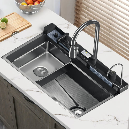304 Stainless Steel Waterfall Sink Large Slot Integrated