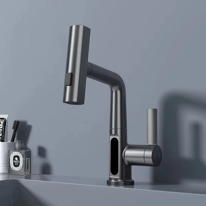 Temperature Digital Display Basin Tap Pull Out Cold
