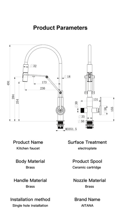 Industrial Brass Brushed Rose Gold Faucet Separated Filter