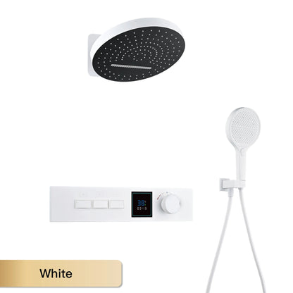 Luxury Gun Gray Brass Shower System Led Digital