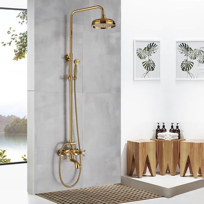 Golden Shower Bathroom Bath Shower Faucet Brass Swivel