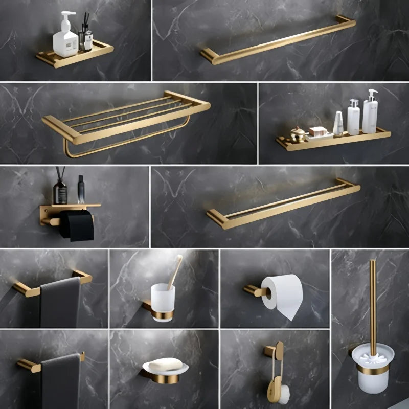 Brushed Gold Bathroom Toilet Brush Holder Toilet Paper
