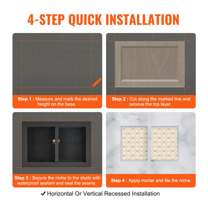 Succebuy Shower Niche Ready Tile Shelf Organizer Corners