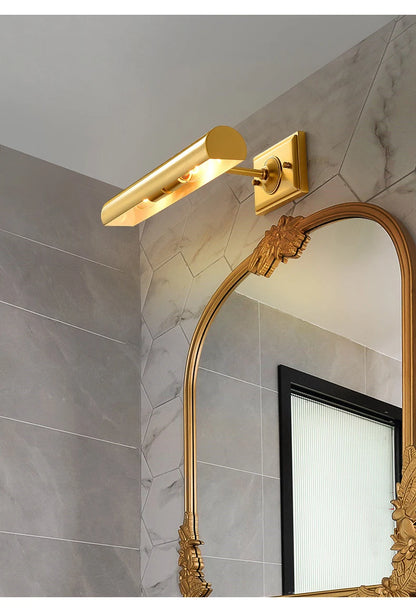 Brass Mirror Front Light Retro Bathroom Vanity Wall