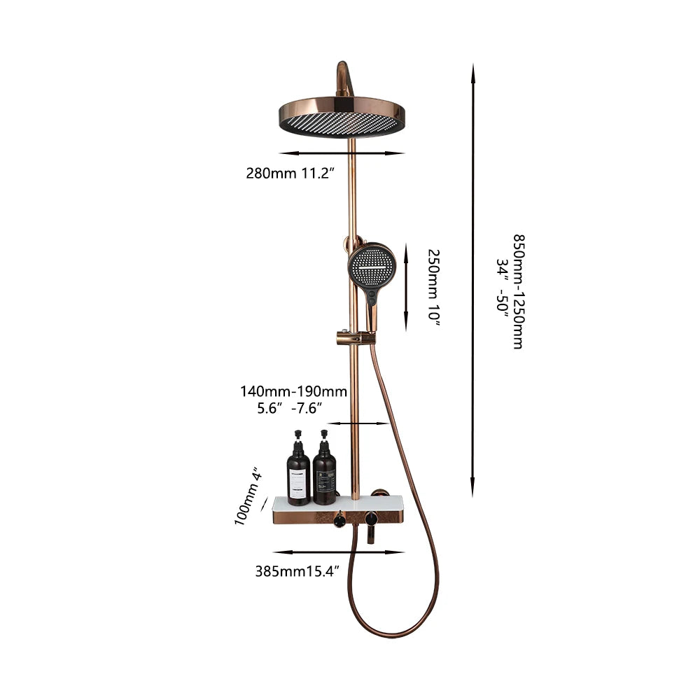 Kemaidi Rose Gold Bathroom Shower Rainfall Cold Control